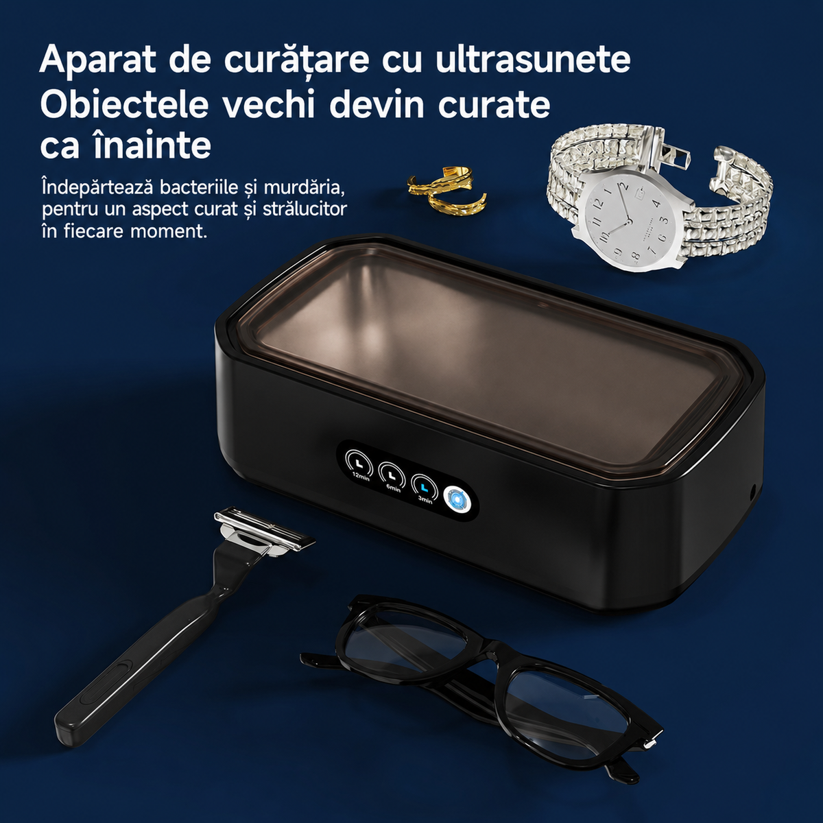 PureClean X81 – Curățător ultrasonic Premium pentru bijuterii, ochelari și accesorii
