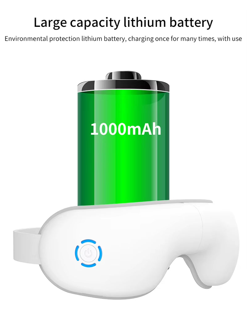 2024 Wholesale New Design CE ROHS Certified OEM Smart Electric Music Vibration Visible Eye Massager Heating 1000Mah Battery