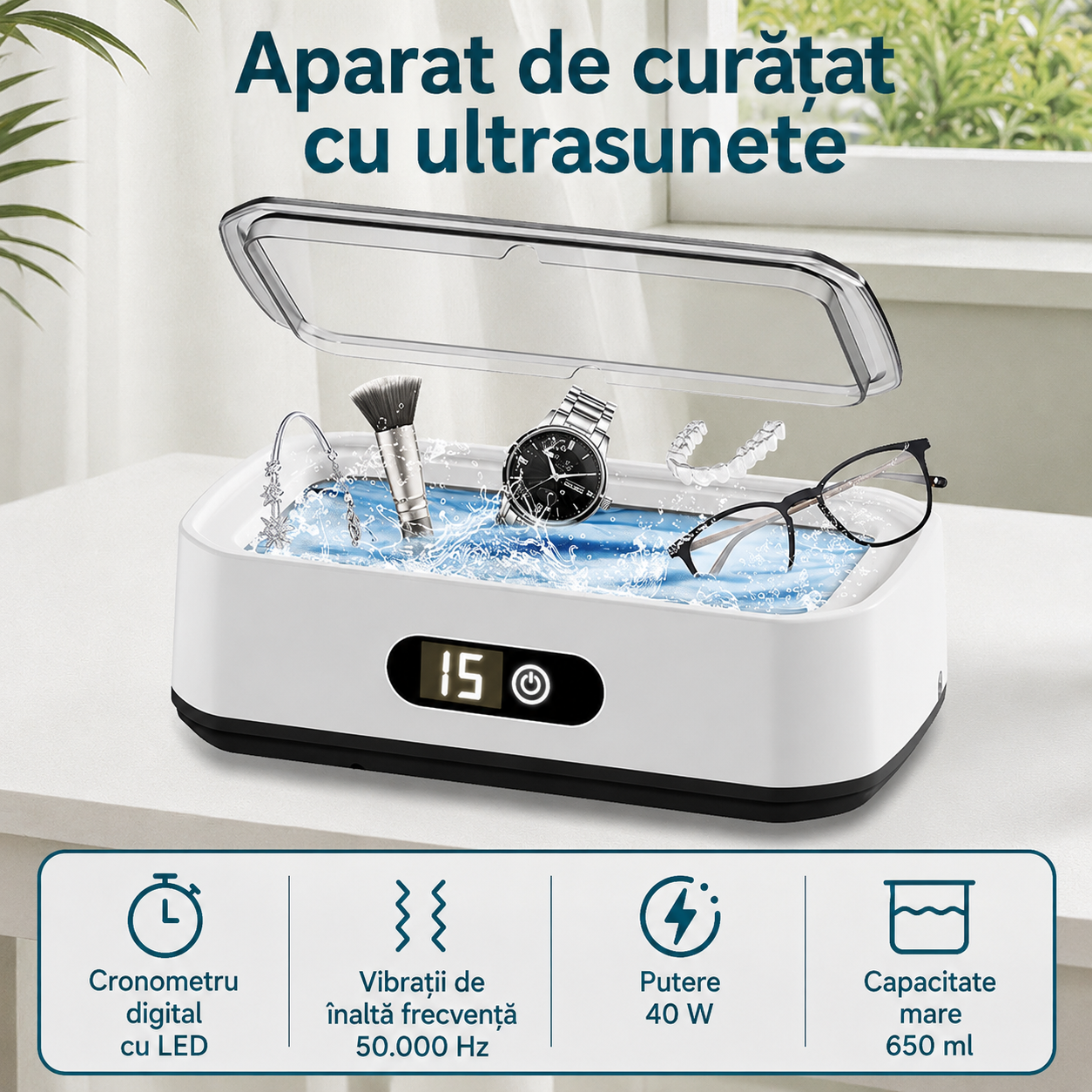 PureClean X81 – Curățător ultrasonic Premium pentru bijuterii, ochelari și accesorii
