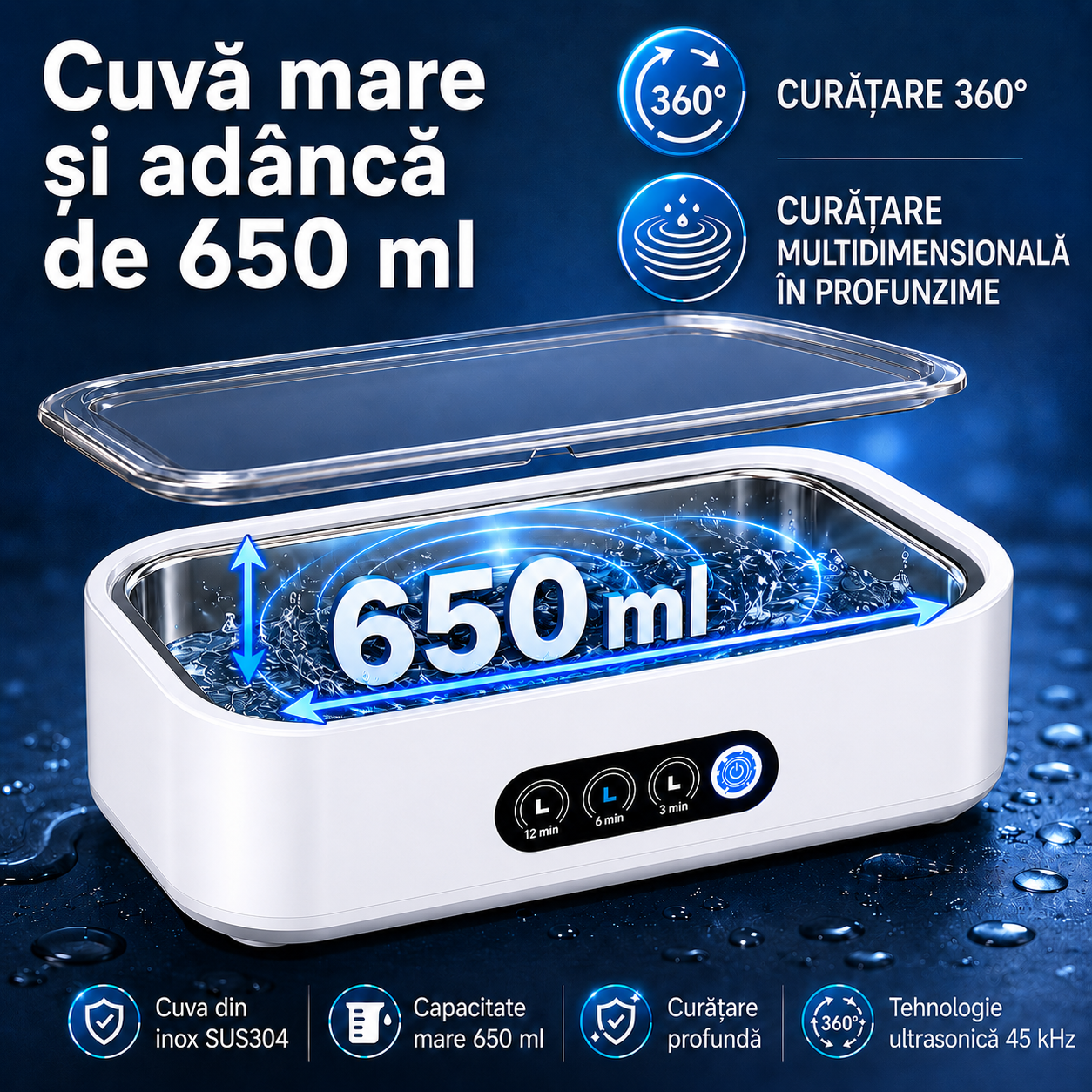 PureClean X81 – Curățător ultrasonic Premium pentru bijuterii, ochelari și accesorii