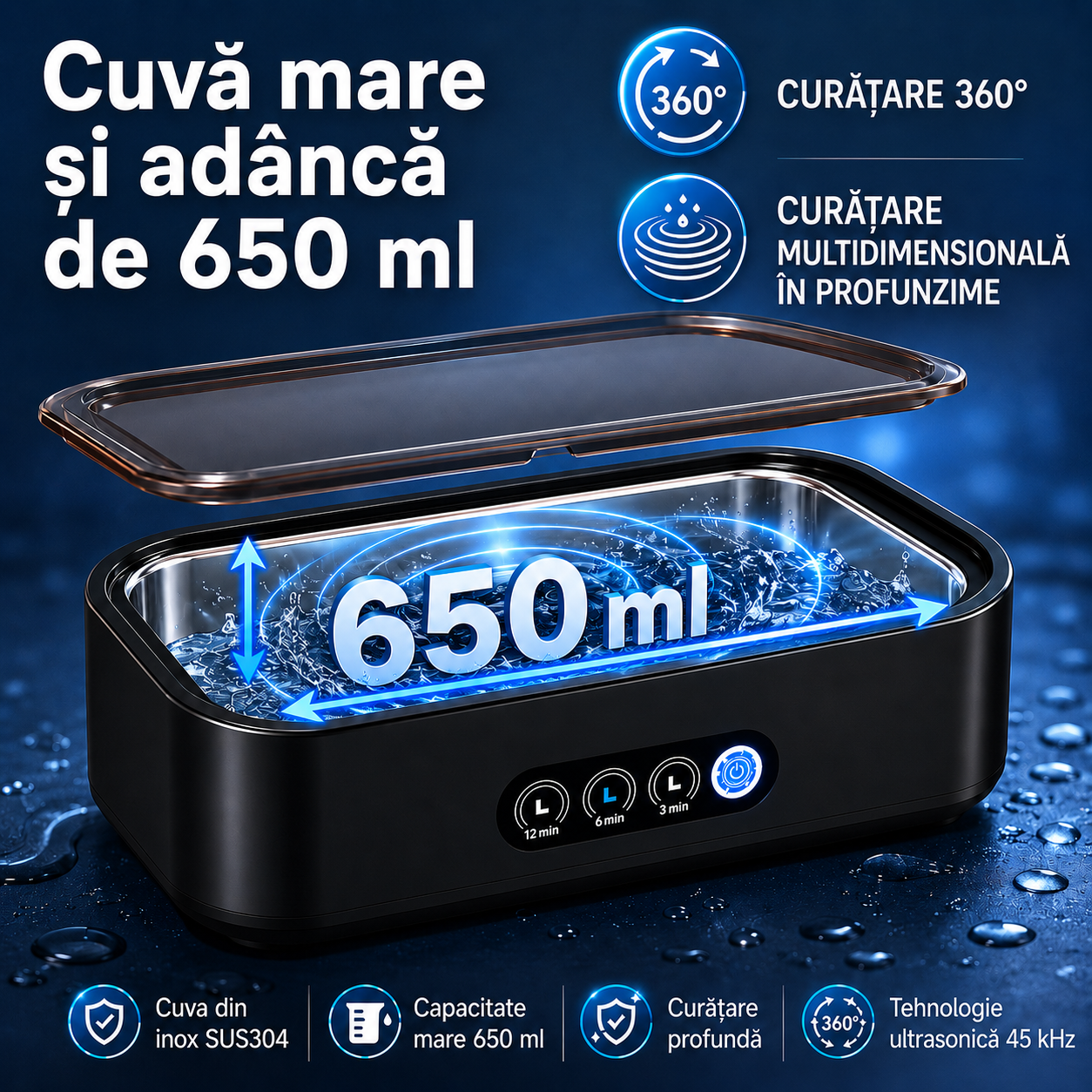PureClean X81 – Curățător ultrasonic Premium pentru bijuterii, ochelari și accesorii x 2 buc