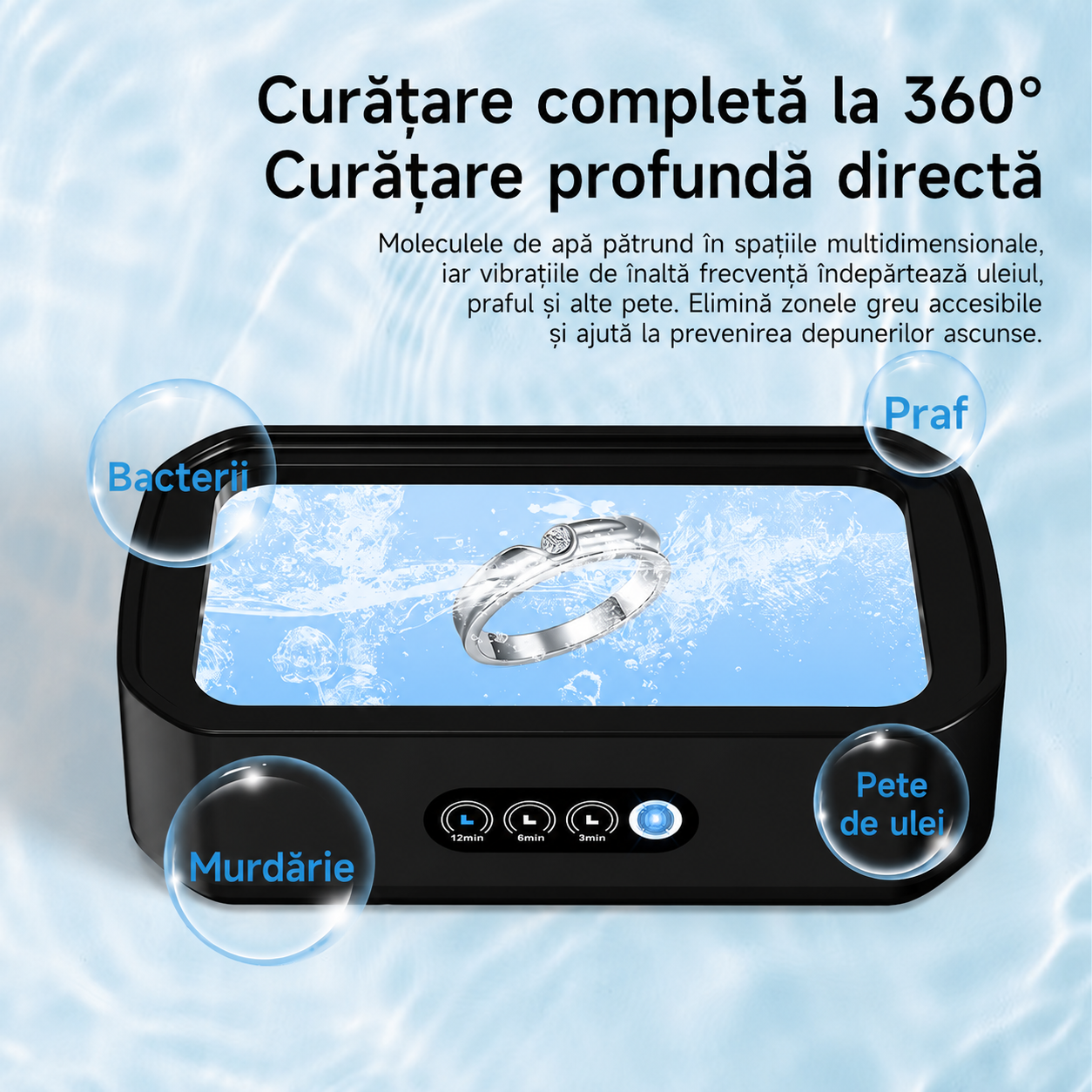 PureClean X81 – Curățător ultrasonic Premium pentru bijuterii, ochelari și accesorii x 2 buc