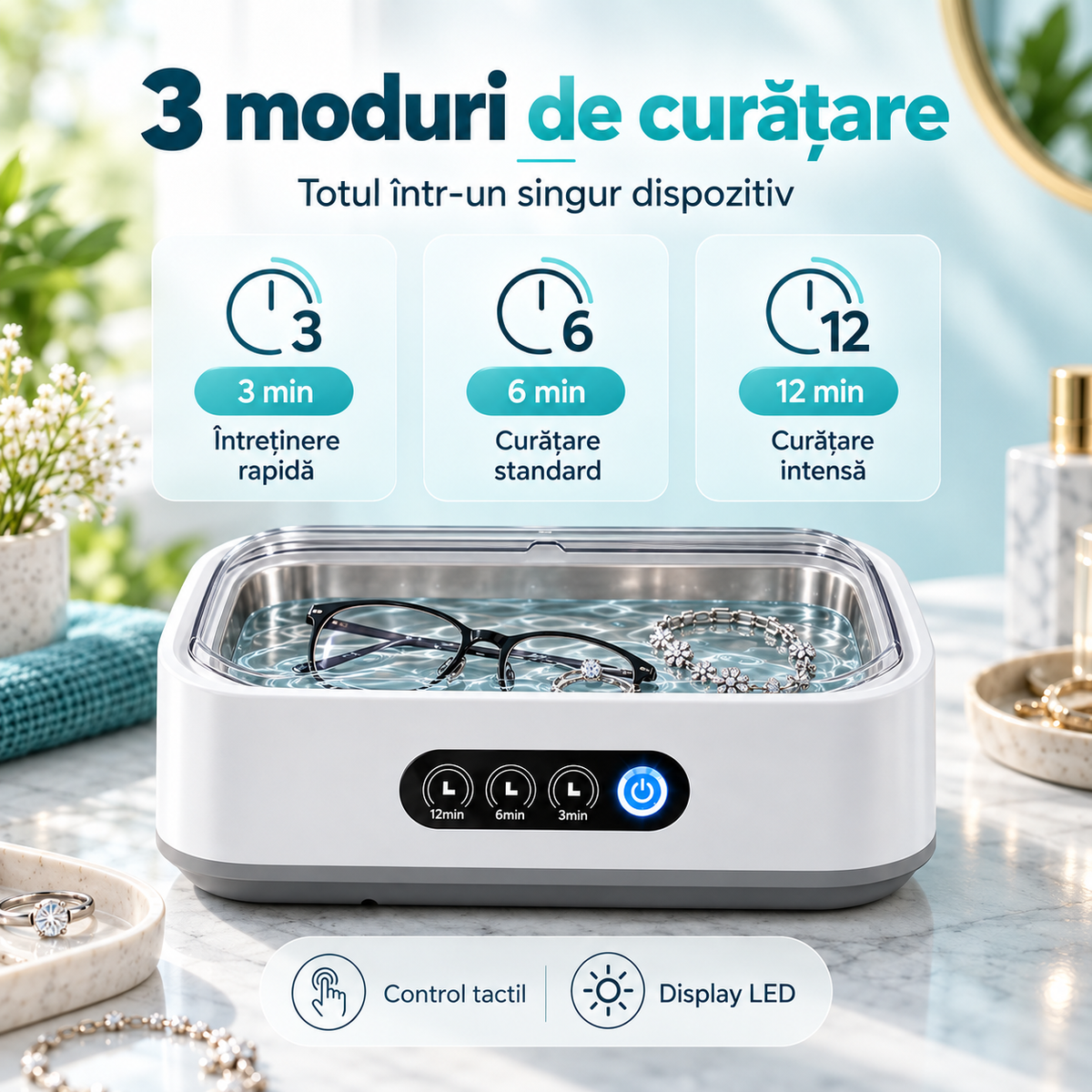 PureClean X81™ – Premium 49 kHz Ultrasonic Cleaner, 650 ml, 40 W, Digital Timer, for Jewelry, Eyeglasses and Accessories