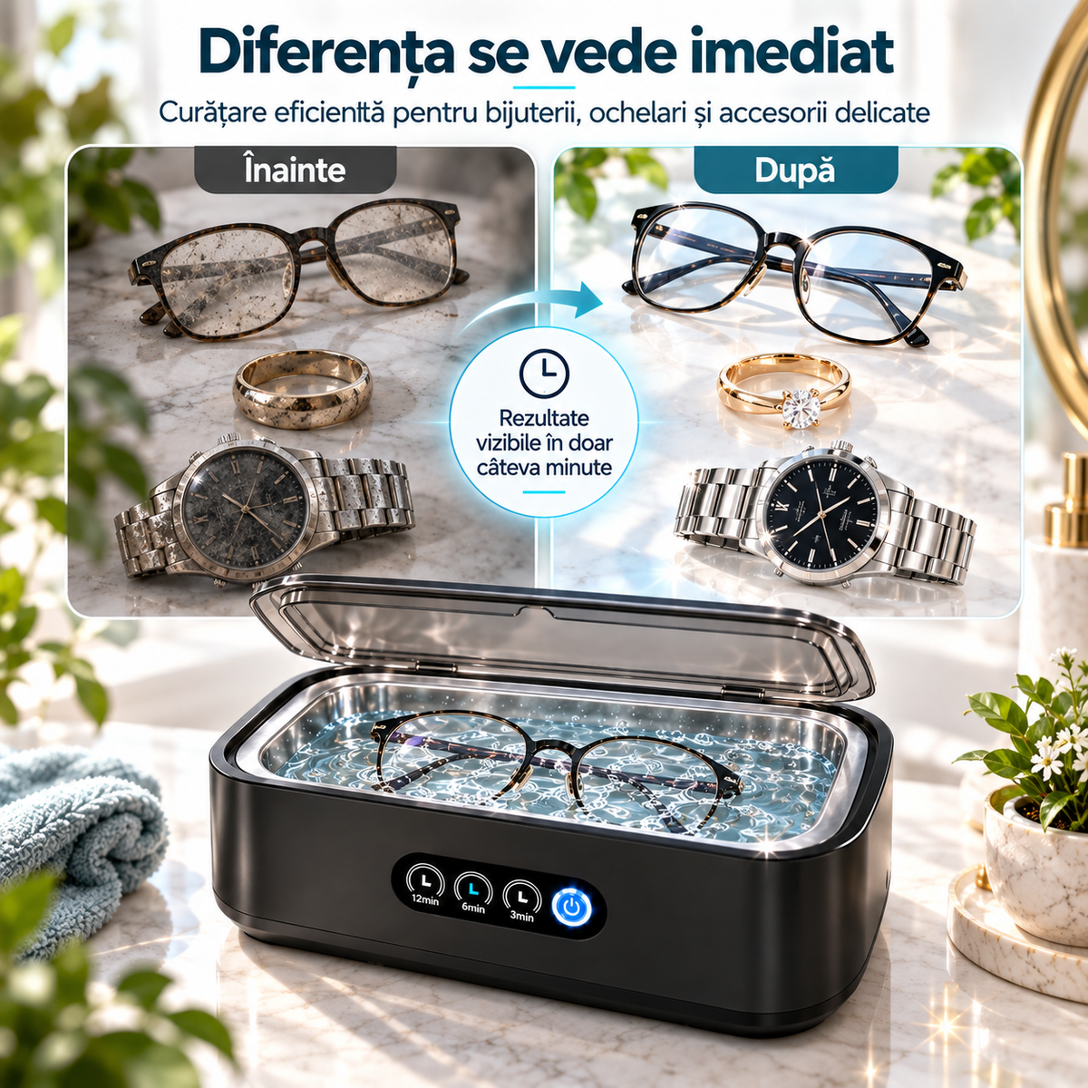 PureClean X81™ – Premium 49 kHz Ultrasonic Cleaner, 650 ml, 40 W, Digital Timer, for Jewelry, Eyeglasses and Accessories