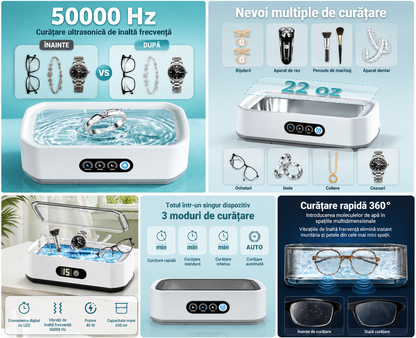 PureClean X81 – Curățător ultrasonic Premium pentru bijuterii, ochelari și accesorii