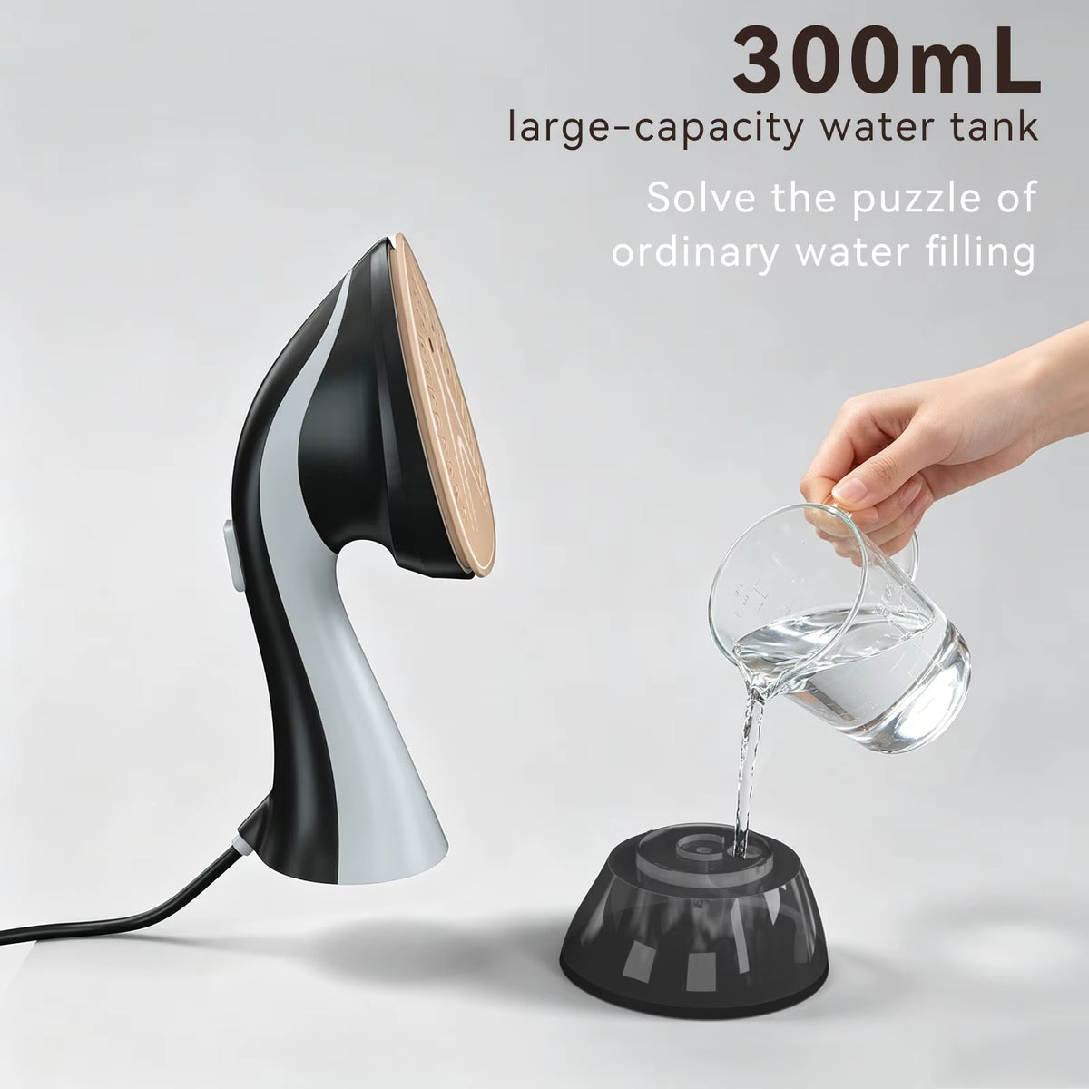 Défroisseur vapeur portable GS10 1500W – réservoir 300 ml, vapeur 130 °C, anti-fonctionnement à sec