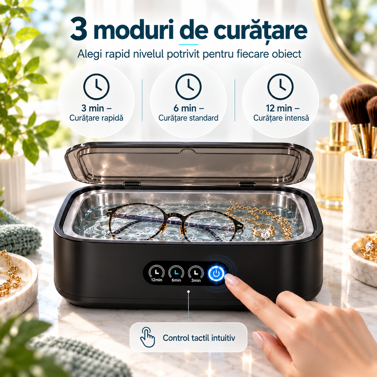 PureClean X81™ – Premium 49 kHz Ultrasonic Cleaner, 650 ml, 40 W, Digital Timer, for Jewelry, Eyeglasses and Accessories