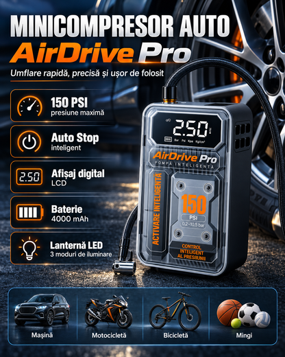 AirDrive Pro™ – Le compresseur auto sans fil à garder dans le coffre